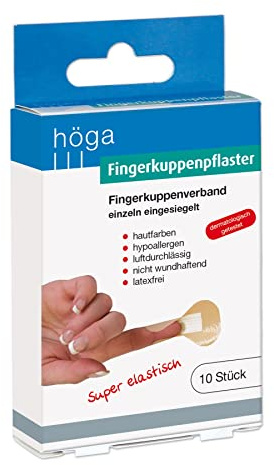 Höga-Fingerkuppenverband einzeln eingesiegelt, ca. 4x7cm, 10 Stück, hautfarben, hypoallergen, luftdurchlässig, nicht wundhaftend, latexfrei, 3er-Pack