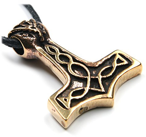 Drachensilber Thor Hammer Schmuck Anhänger Bronze, Länge mit Öse: 3,5cm, inkl. Band
