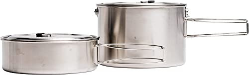Solo Stove 2-teiliges Camping Topf-Set: 1,5 L + 3 L | Inkl. Tragetasche, Leichtes Backpacking-Kochgeschirr aus Edelstahl, Markierungen für oz und ml, Deckel und Ausklappbare Griffe