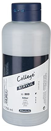 Schmincke - College Acrylic, Silber 750 ml, 33800030, Acrylfarbe mit Künstler-Pigmenten in hoher Konzentration, deckend und lasierend, lichtecht, seidenmatt