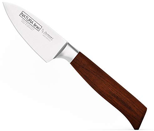 Burgvogel Solingen Natura Line, Kochmesser Holzgriff, rot satiniert, geschmiedet, 10 cm, sehr scharfes Küchenmesser rostfrei, Made in Germany, 6860.906.10.0, braun rot