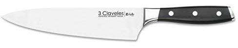 3 Claveles - Cuchillo Cocinero Forjado, Pulido Mate, Acero Inoxidable, línea Toledo - (20cm - 8)