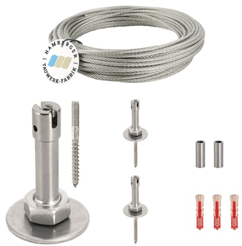 HAMBURGER TAUWERK-FABRIK EST. 1901 Ranksystem Exklusive - Wandabstand 58mm (Set 2) mit 3 Wandhaltern und 3,5m Drahtseil