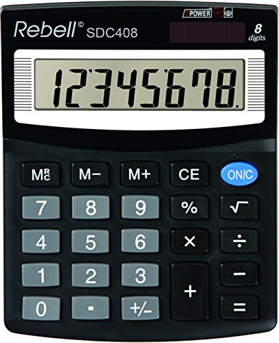 Rebell RE-SDC408 Tischrechner SDC408 8-stelliger, Standard-Ausstattung und angewinkeltem Display, schwarz