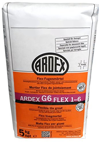 Ardex G6 - Mortero flexible para juntas (1-6 mm, 12,5 kg), color gris cemento para interior y exterior, larga duración