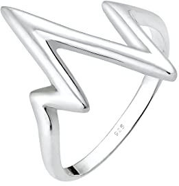 Elli Ring Damen Herzschlag Geo Look in 925 Sterling Silber