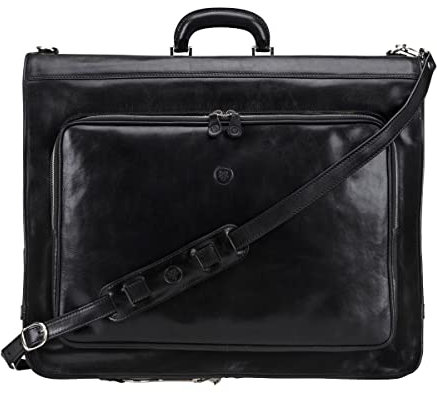 Maxwell-Scott Hochwertige Herren Leder Anzugtasche Rovello in Schwarz
