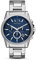 Armani Exchange Herrenuhr , QuarzChronographenwerk, 45mm Silbernes Edelstahlgehäuse mit Lederarmband, AX2501