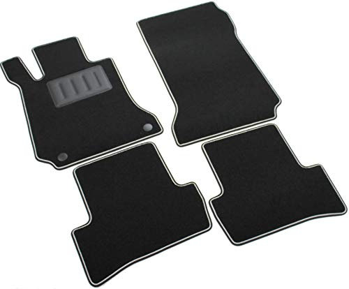 Das Teppich Auto, sprint02906, Fußmatten Teppiche Schwarz rutschfest, verstärkter Rand, zweifarbig, Absatzschoner aus Gummi, C-Klasse W204/S204 2007 > 2014.