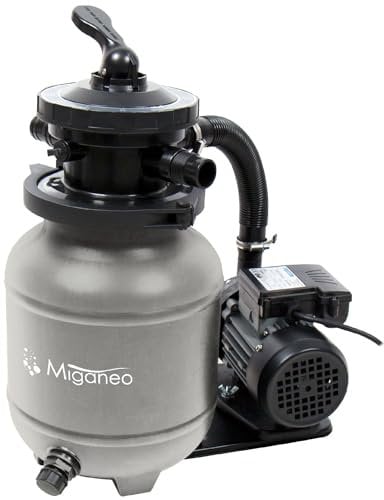 Filtre à sable Miganeo Speedclean 7 000 avec minuterie - pour piscine jusqu'à 22 m³ - auto-aspirant (noir, bleu, argenté) Silber