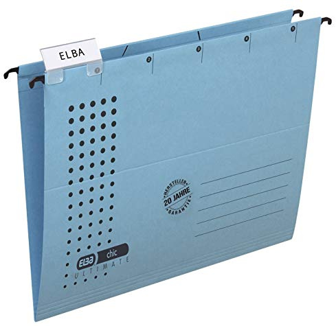 Elba 85740-BL Hängemappe chic, blau, Pappe RC, 230 g/m, mit Sichtreiter, seit