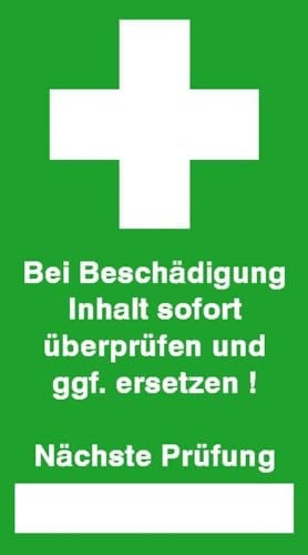 Betriebsausstattung24® Prüfsiegel Erste Hilfe Dokumentenfolie, 9Stk Bogen, Folienetik, gest,2,50x4,50cm