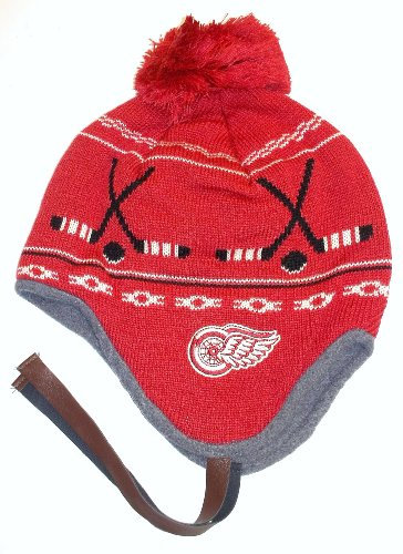 Detroit Red Wings Stringstrickmütze mit Bommel und Quasten, Rot