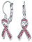 Boucles D'Oreilles Ruban De Soutien Rose Cristal Pour La Sensibilisation Au Cancer Du Sein Pour Femmes Fermoir Levier En Alliage Plaqué Argent