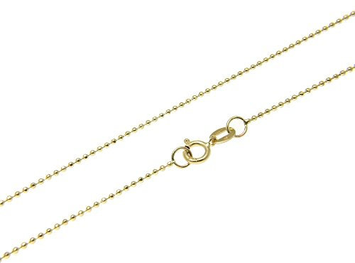 1mm 18K gold plated on solid sterling silver 925 Italian diamond cut BALL bead link chain necklace bracelet anklet with spring ring clasp - inch 22/55cm