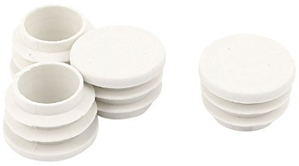 sourcing map 4pcs Bouchon Pied de Chasie Embout Capuchon Jambe Tube Insert Table Meuble Protection Blanc Plastique Rond 25mm Dia