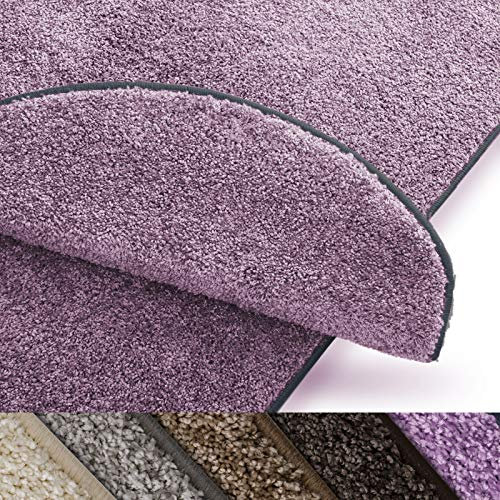 casa pura Teppich Läufer Uni lila | Qualitätsprodukt aus Deutschland | GUT Siegel | kombinierbar mit Stufenmatten | viele Größen (80 x 400cm)