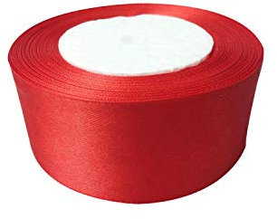 40mm Red Satin Ribbon for Gift Wrapping, 25M Double Sided Polyester Thick Fabric Ribbon Roll for Crafting Bouquets, Christmas Tree, Cake, DIY Hair Accessories, Sewing, Making Bows, Wedding Decoration