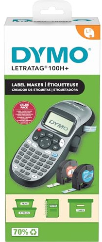 DYMO LetraTag Plus - Labelmaker - monochrome - thermal paper - Roll (12 mm) - 2 line printing, real time clock