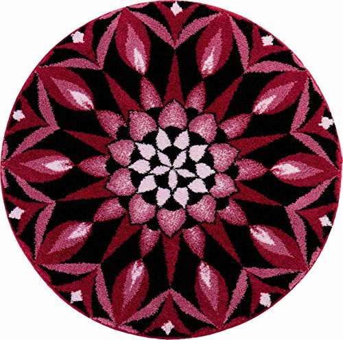 Grund Badteppich 100% Polyacryl, ultra soft, rutschfest, ÖKO-TEX-zertifiziert, 5 Jahre Garantie, KRAFT DES AUGENBLICKS, Badematte 80 cm rund, bordeaux