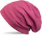 styleBREAKER Unisex Beanie Mütze Einfarbige mit Thermo-Fleece Futter, warme Winter Mütze gefüttert 04024008, Farbe:Himbeer-Rot meliert