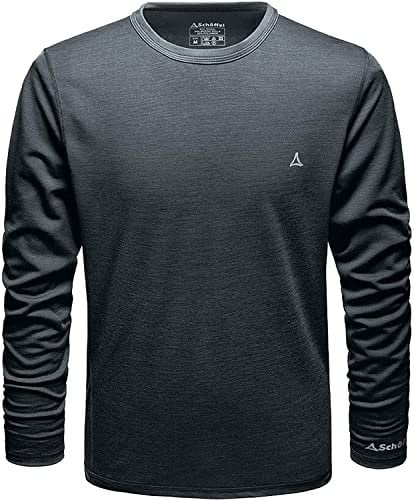 Schöffel Herren Merino Sport Shirt 1/1 Arm M, temperaturregulierendes Langarmshirt, atmungsaktives Funktionsunterwäsche-Shirt in Wollqualität, anthrazit, M