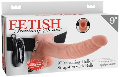 Pipedream Products Fetish Fantasy Series Vibrating Hollow Strap On with Balls, Flesh, 9 Inch, 14.6 Ounce