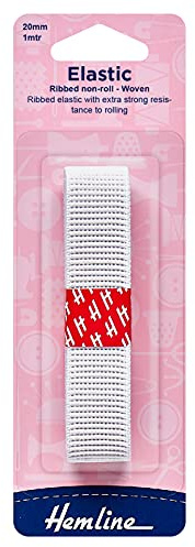 Non Roll Elastic Ribbed, 1mx20mm - White
