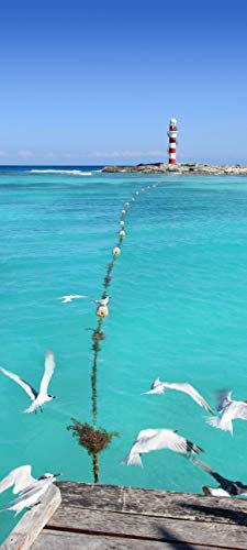 Bilderdepot24 Türtapete Cancun Leuchtturm in Mexiko 90 x 200 cm - einteilig Türaufkleber Türfolie Türposter - Meer Strand Küste
