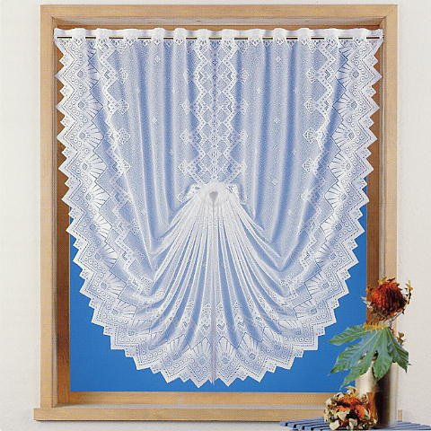 Gardine Scheibengardine Fensterbild Jacquard Country Cottage HxB 145x128 cm in weiß - Deko Schwalbenschwanz - Vorhang in geprüfter Qualität - Ökotex …auspacken, aufhängen, fertig! Typ86