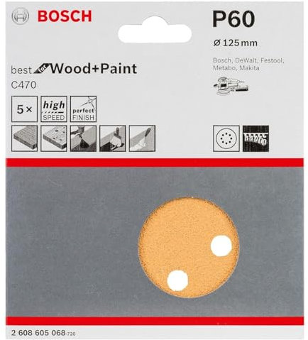 Bosch Accessories 2608605068 Disque abrasif 5 pièces 125 mm Grain K60