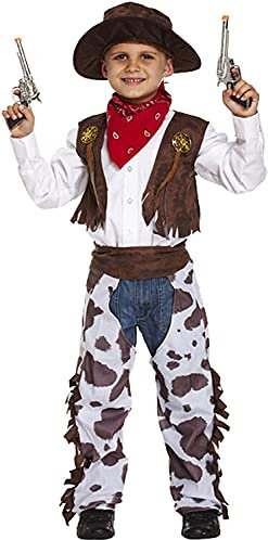 Fancy Me Jungen Kinder Cowboy Wilder Westen Sheriff Halloween Kostüm Kleid Outfit - Braun, 7-9 Years