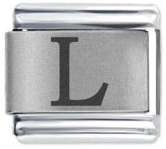 Quiges - 9mm Laser geätzt Italian Style Modul Edelstahl Alphabet Buchstabe L für Italienische Armbänder