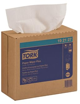 Tork 192127 Paper Wiper Plus, Pop-Up Box, 1-Ply, 9.25 Width x 16.25 Length, White (Case of 8 Boxes, 100 per Box, 800 Towels)