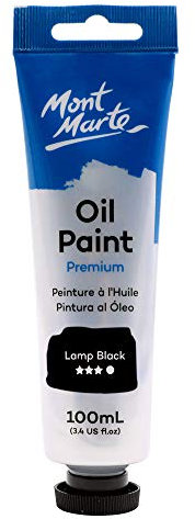 MONT MARTE Premium Oil Paint, 100ml (3.4oz), Ivory Black, Good Coverage, Excellent Tinting Strength