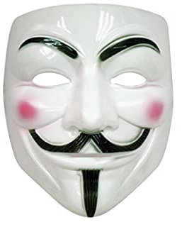 Lively Moments Maske Anonym mit Schnurrbart und Augenbrauen in weiß