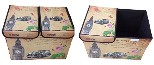GMMH Aufbewahrungsbox mit Deckel gepolstert Paris Rom England London Kiste Organizer (london)