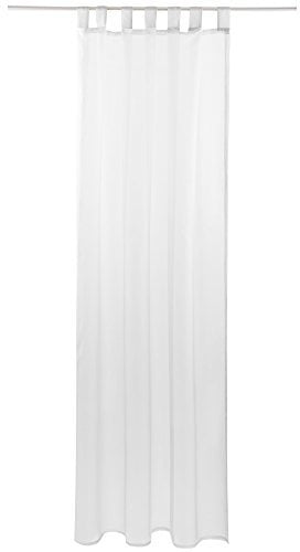 Gardine mit Schlaufen, Transparent Voile 140 x 245cm (Breite x Länge) in weiß - reinweiß, Schlaufenschal in vielen weiteren Farben und Größen