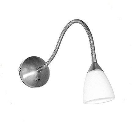 Lampenlux Wandlampe Wandleuchte Togo Leselampe Schalter Glas Weiß Schwanenhals Bettleuchte Bettlampe Nickel gebürstet