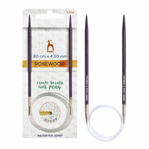 Pony - Pony Polished Rosewood (80cmx4.50mm) Lightweight Circular Knitting Needle with Patented Glydon Joint for Sewing Projects - 1 Needle