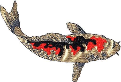 Koi Fish - Orange And Gold With Black Markings - Embroidered Iron On Or Sew On Patch