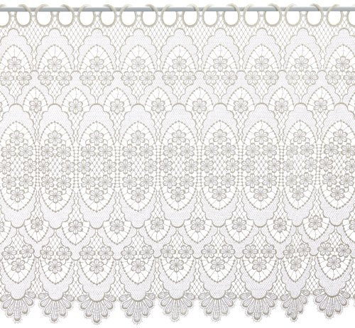Plauener Spitze by Modespitze, Store Bistro Gardine Scheibengardine mit Stangendurchzug, hochwertige Stickerei, Höhe 60 cm, Breite 144 cm, Creme