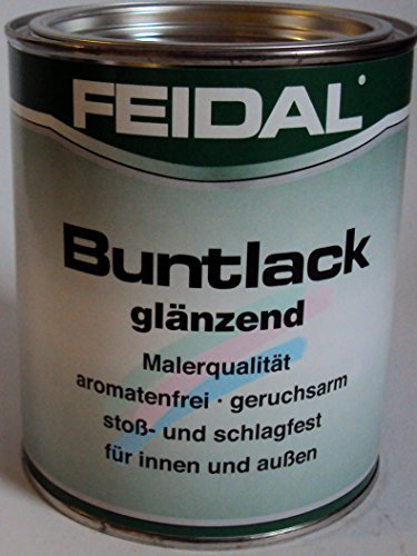 Feidal Alkydharzlack, Buntlack, lösemittelhaltig, innen, aussen, Laubgrün RAL 6002, glänzend, 2,5 L, Malerqualität