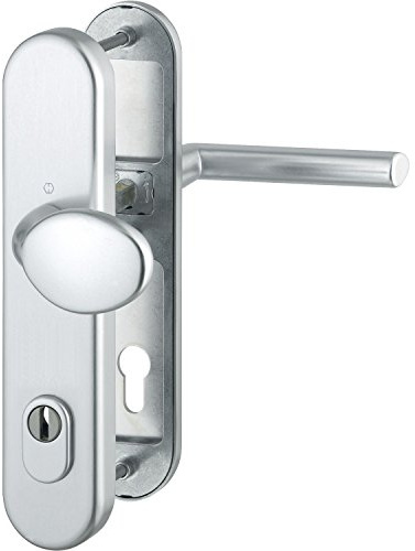 HOPPE 3893625 Sicherheits-Wechselgarnitur Stockholm-Ö-Norm Entfernung 88mm, Aluminium Silber eloxiert, Langschild Profilzylinder für Türstärke 62-72mm, mit Kernziehschutz, Klasse 3, 1 Stück
