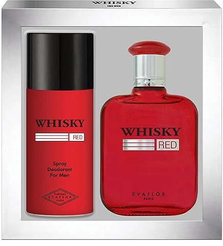WHISKY Red • Coffret Eau de Toilette 100ML + Déodorant 15OML • Vaporisateur • Spray • Parfum Homme • Cadeau • EVAFLORPARIS
