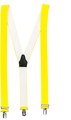 shenky Hosenträger | 3er Clips | 3,5cm Breite | verstellbar | Basic | Y-Form | elastisch | für Oktoberfest Fassnacht Karneval Hochzeit Skihosen | Damen & Herren | Skihosenträger | Neongelb