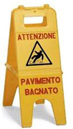 CARTELLO SEGNALE PERICOLO PAVIMENTO BAGNATO- ACCESSORI PULIZIA ATTENZIONE