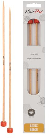 KnitPro Basix Beech Single Pointed Needles 12 (30cm) | 4.00mm