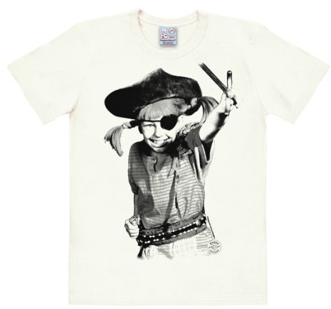 Logoshirt® Pippi Langstrumpf I Pirat I T-Shirt Print I Damen & Herren I kurzärmlig I altweiss I Lizenziertes Originaldesign I Größe XS