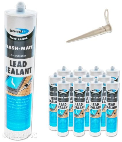 12 x Bond-It Flash-Mate Grey Flashing Silicone Lead Sealant EU3 - seals and repairs lead, leaks and flashing - saves using mortar on lead flashings.